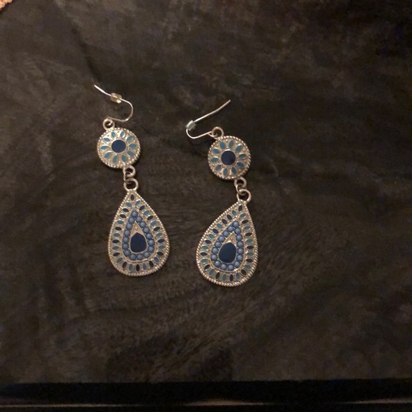 Dress Barn Jewelry - Earrings, silver with teal